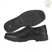 Aethon Mens Slip On Shoes Work Loafers Leather Black 3 Widths