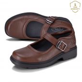 Phlegon Senior Mary Jane Leather Brown 4 Widths