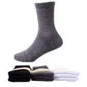 Helios Kids Crew Socks Plain Cotton Junior School Uniform-Black White Grey-2 Pairs