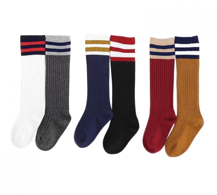 Soccer Socks SUTTOS Unisex Cotton Knee High Triple Stripe Football Team Socks Athletic Tube Sock 2-10 Pairs 